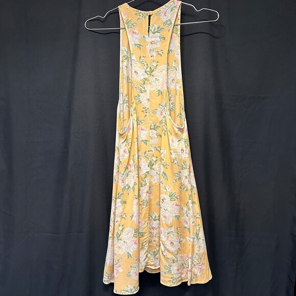 PRIVACY PLEASE - Halter Tank Summer Dress - Womens Small - yellow - floral print - Picture 5 of 11